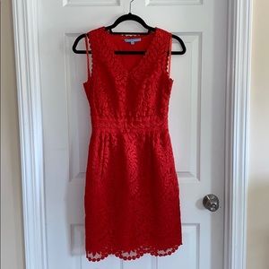 antonio melani embroidered red dress